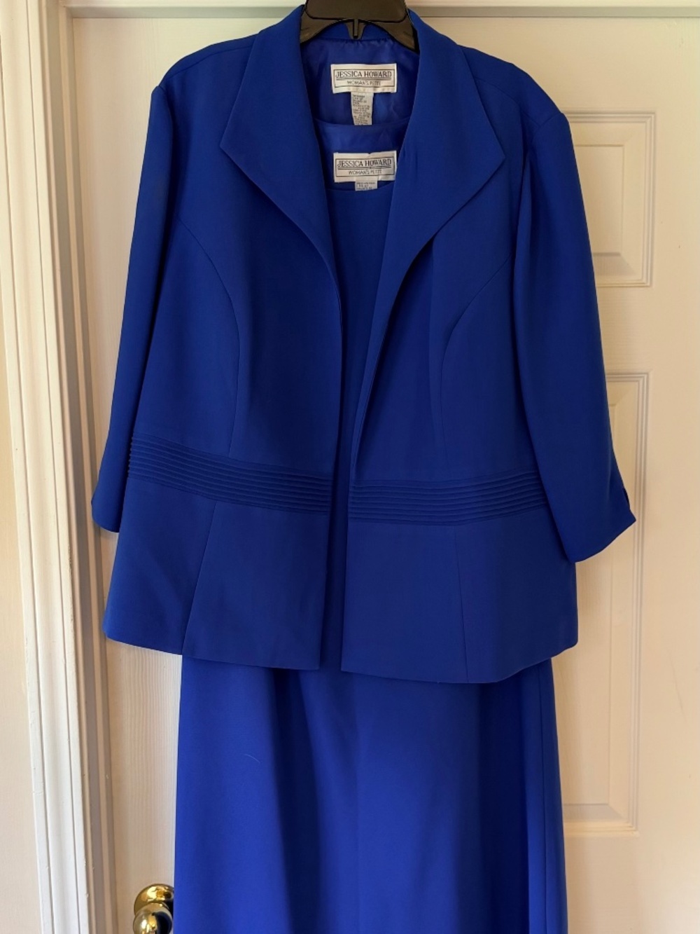 Jessica Howard Royal Blue 2 Piece Dress Suit Set Womens Petite 24 Plus Jacket